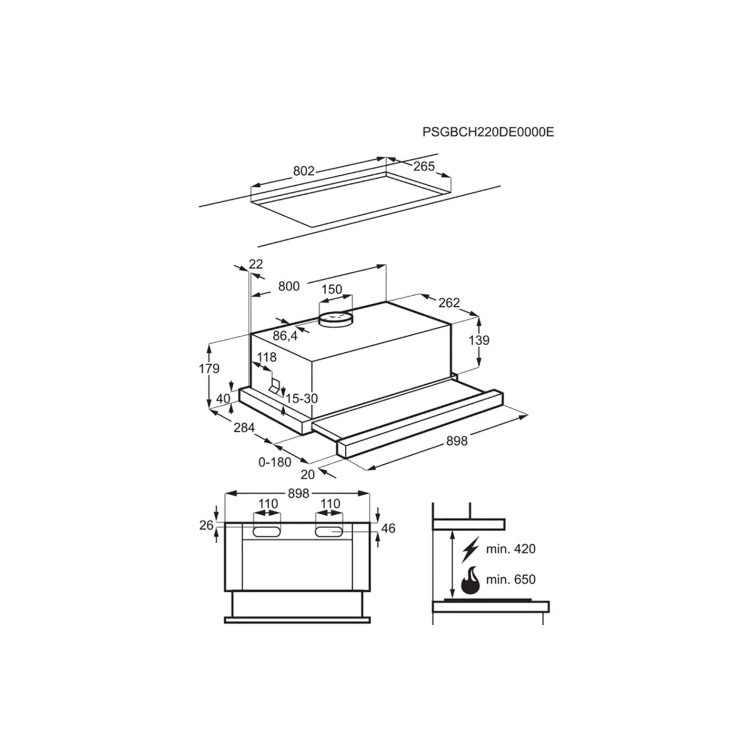 AEG 3000 Series 90cm Telescopic Cooker Hood - Silver - Image 4