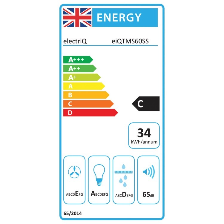 electriQ 60cm Angled Chimney Cooker Hood - Stainless Steel - Image 8
