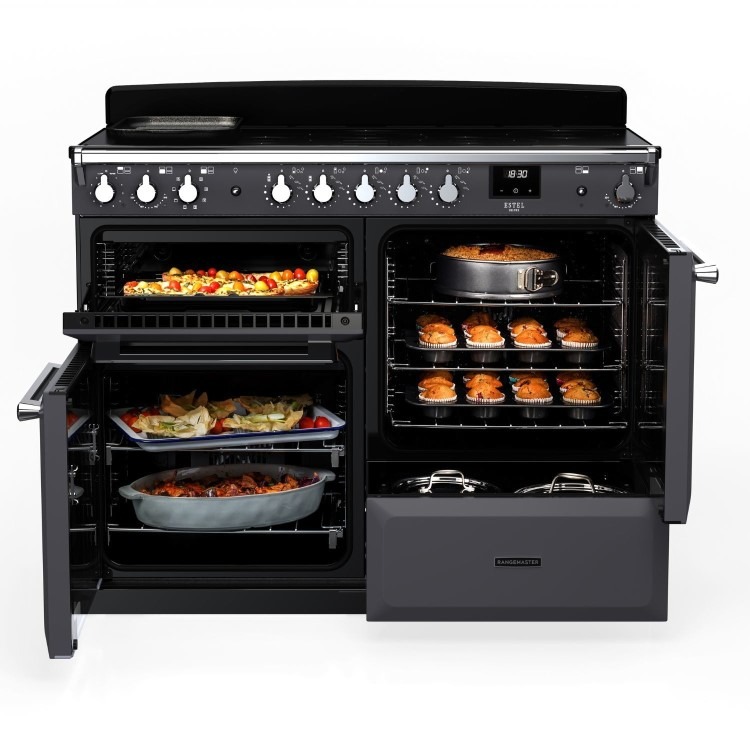 Rangemaster Estel Deluxe 110cm Induction Range Cooker - Slate + Chrome - Image 4