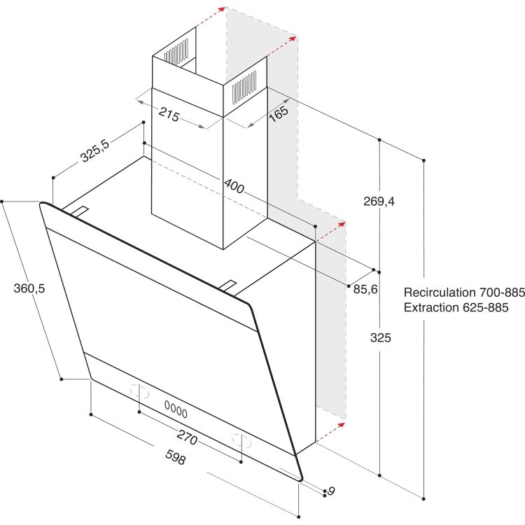 Hotpoint 60cm Angled Chimney Hood - Black - Image 6