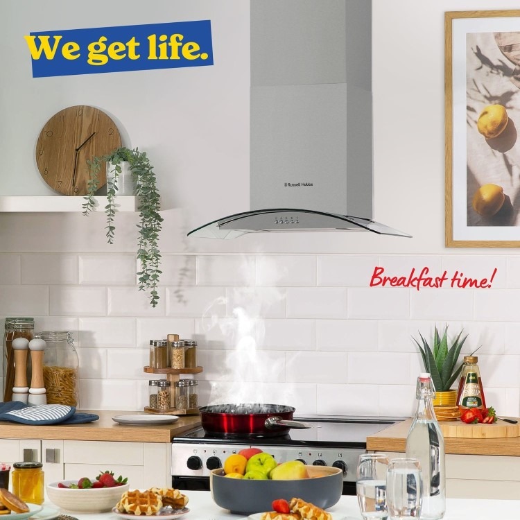 Russell Hobbs 90cm Flat Glass Chimney Cooker Hood - Stainless Steel - Image 7