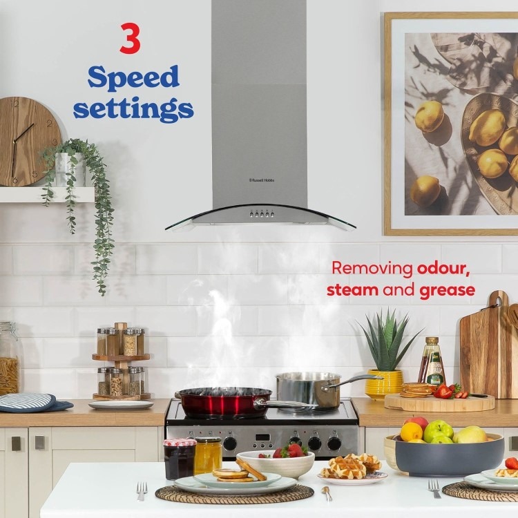 Russell Hobbs 90cm Flat Glass Chimney Cooker Hood - Stainless Steel - Image 8