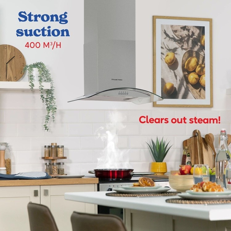 Russell Hobbs 90cm Flat Glass Chimney Cooker Hood - Stainless Steel - Image 9