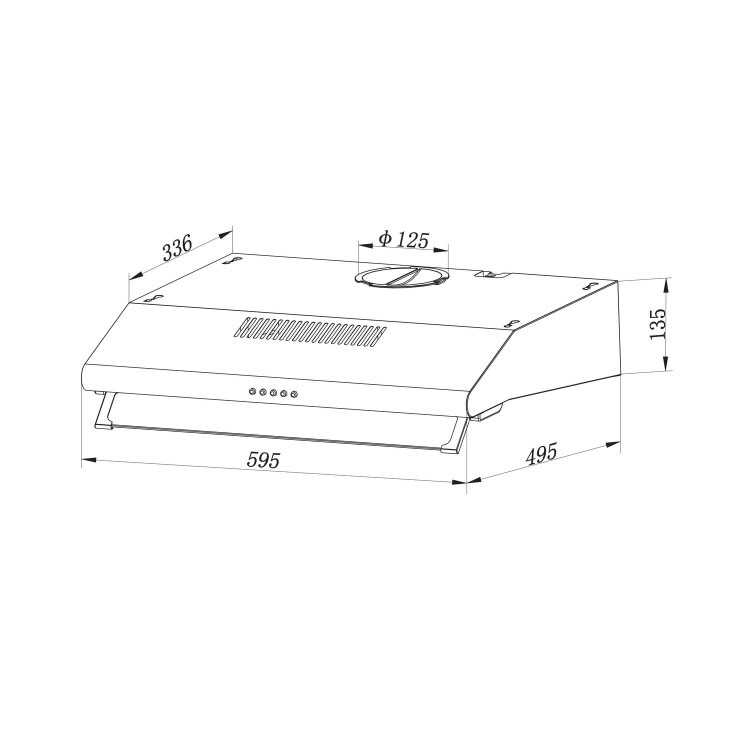 electriQ 60cm Top & Rear Venting Visor Cooker Hood - Black - Image 10