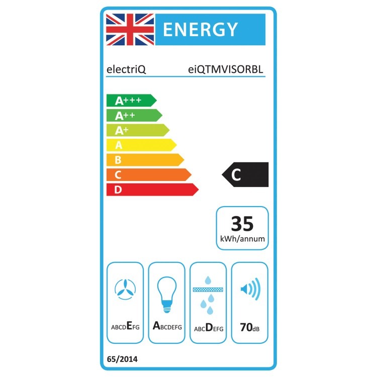 electriQ 60cm Top & Rear Venting Visor Cooker Hood - Black - Image 11